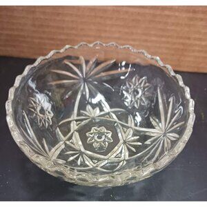 Vintage Anchor Hocking Early American Prescut Clear Glass Dessert Dish Star Of D